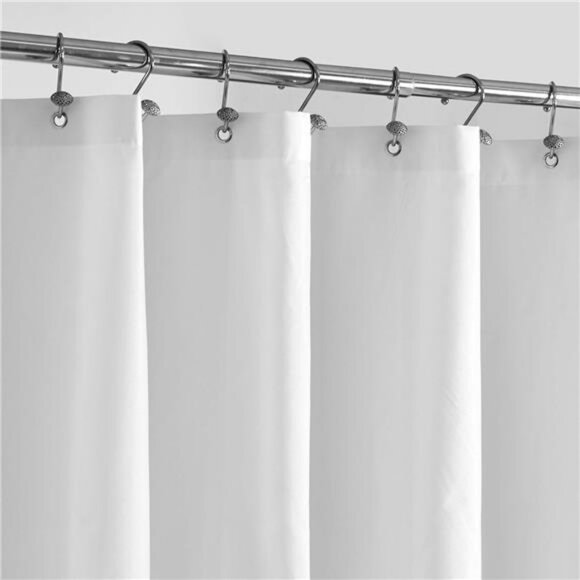 White Waterproof Shower Curtain Liner 72x72 Fabric with Magnets Washable - Picture 1 of 8